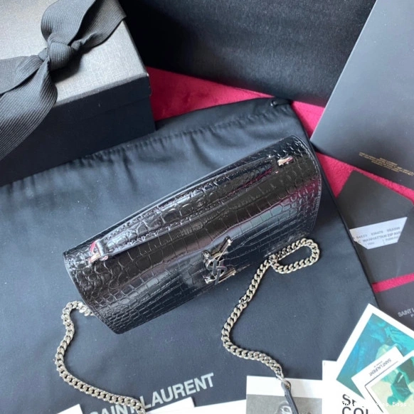 Tony Luxuries IN SHINY SUNSET LEATHER CROCODILE-EMBOSSED YSL 0819